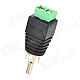 RCA Male Plug to AV Terminal Connector 2-Terminal AV Adapter - Black + Green