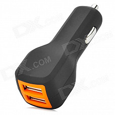 Universal Dual Female USB Output ABS Car Charger - Black