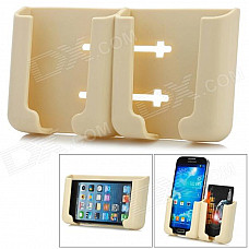 Convenient 3M Adhesive Tape Car Mounted PVC Holder for Cellphone / GPS / Card - Off-white