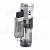 Triple-Flame Windproof Butane Gas Lighter - Silver + Translucent Black