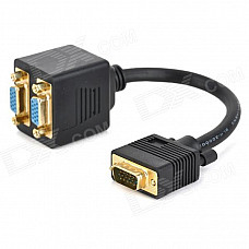 Gold Plated HD15 Male to 2 * HD15 Female Splitter (22CM-Cable)