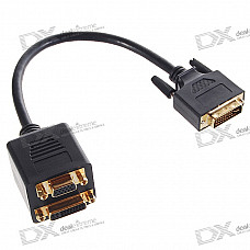 Gold Plated DVI 24+5 Male to DVI 24+5 + HD15 Female Splitter (21CM-Cable)