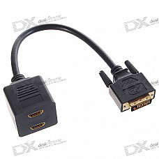 Gold Plated DVI 24+1 Male to 2 * HDMI 19-Pin Female Splitter (21CM-Cable)