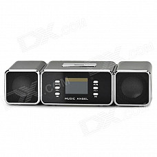 MUSIC ANGEL JH-MAUK9 Portable 1.6" LCD Media Player Speaker w/ TF / FM - Black + Silver