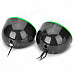 Jeway JS-6207 Stylish USB Powered 2-Channel Speakers Set for Computer - Green + Black