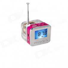 TT-028 Colorful Flash Mini Speaker w/ FM, TF Card Reader & Clock - Red