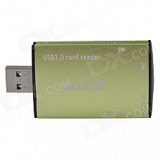 High-speed Multi-functional USB 3.0 MS / M2 / Micro SD / SD (XC) Card Reader - Light Green (64GB)