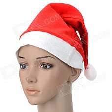 Festivous Lint Santa's Hat for Christmas Party - Red + White