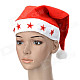 Festivous Lint Santa's Hat w/ LED Lights for Christmas Party - Red + White