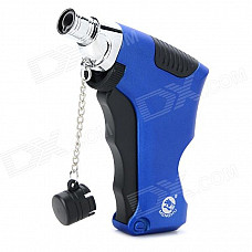 Windproof Zinc Alloy + Plastic 1300'C Blue Flame Butane Jet Lighter - Blue + Silver + Black