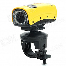 RD-F3000 1.5" LCD 5.0 MP 720P Mini Sports DV Water Resistant Camera Camcorder w/ TF / 8-LED - Yellow