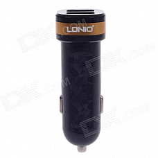 LDNIO DL-C21 Dual-USB Smart Car Cigarette Powered Charger - Black + Golden (12~24V)