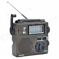 Tecsun GR-88 Portable Hand-held Full Band Stereo Hand Power Generator Radio Receiver w/ Lamp - Brown