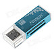 4-in-1 USB 2.0 Card Reader - Blue (Max. 32GB)