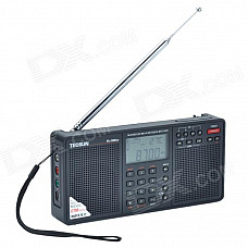 Tecsun PL-398MP 2.2'' Full Band Digital Tuning Stereo Radio Receiver w/ Stand and MP3 Player - Black