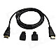 Ourspop 3 in 1 HDMI Male to Male Cable + HDMI Female to Micro HDMI / Mini HDMI Male Adapters-Black