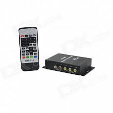 DVB-T Dual Tuner Digital Car TV Receiver Box w/ Antenna / MPEG-4 / 2-Tuner / 4-Video - Black