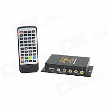 DVB-T Dual Tuner Digital Car TV Receiver Box w/ Antenna / MPEG-2 / USB - Black (12V)