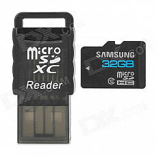 SAMSUNG Class 10 Micro SD TF Card + Card Reader Set - Black (32GB)