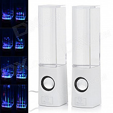 Dancing Water Speakers w/ RGB LED Light for Iphone / Ipad / PC / MP3 - White