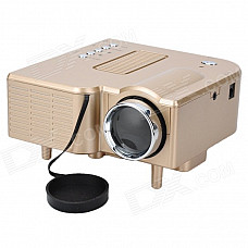 Geekwire LP-4 Portable FHD 1080P LED Projector w/ HDMI, VAG, USB 2.0, AV, SD, RC - Champagne Gold