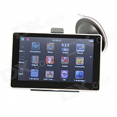 ChuangZhuo A504 5" TFT Win CE 6.0 Car GPS Navigator w/ FM Transmitter / 4GB TF / RAM 128M - Black