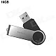 Ourspop U336-16GB Swivel USB 2.0 Flash Drive - Black + Silver (16GB)