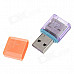 Multifunctional USB 2.0 Micro SD / TF Card Reader - Orange + Purple (Max. 32GB)