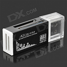 Multifunctional USB 2.0 Card Reader w/ SD / MS / Micro SD / TF / M2 - Black + White (32GB Max.)