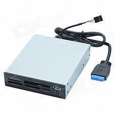 STW 3016A 3.5" Bay Internal USB 3.0 All-in-1 SD / MicroSD (TF) / MS / CF Card Reader - Silver