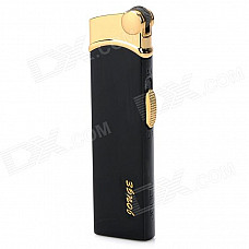 Ultra Thin Zinc Alloy Butane Torch Lighter - Black + Golden