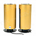 USB 2.0 Cylinder-Shaped Heavy Bass Speaker - Black + Antique Golden