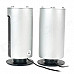 USB 2.0 Cylinder-Shaped Heavy Bass Speaker - Black + Silver Grey