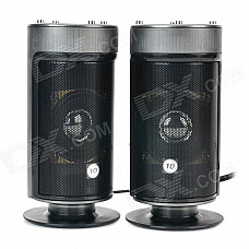 Cylinder Style USB 2.0 / 3.5mm Wired Bass 2.0-CH Speakers Set - Black + Deep Grey