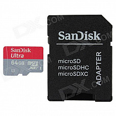 SanDisk Micro SDXC / TF Memory Card w/ SD Card Adapter - Grey + Red (64GB / Class 10)