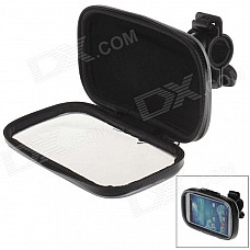 M01 360 Degree Rotation Bracket w/ PU Leather Waterproof Bag for Samsung Galaxy S4 i9500 - Black