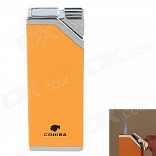 COHIBA H026A Super Fire Windproof Butane Jet Flame Lighter - Yellow + Silver