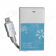 3-in-1 TF / SD Card Reader + 1-Port USB 2.0 HUB for OTG Cellphone - White + Blue (Max. 64GB)