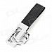 TY-26 PU Leather + Zinc Alloy Dual Rings Keychain - Black + Silver