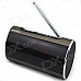 SANSUI A46 3.0" LED 2-CH Bass Media Player Speaker w/ FM / Music Alarm Clock / TF - Brown + Black