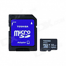 TOSHIBA Micro SDHC TF Card w/ SD Adapter - Black + White (32GB / Class10)