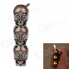 Stylish LED Eyes Skull Heads Pattern Gas Lighter - Red Copper (3 x LR621)