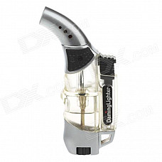 Daming Unique Jet Flame Strong Fire Windproof Lighter - Silvery White + Transparent