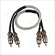 OTW-001 Double Side 2-RCA Male to Male Audio Cable Wire for Car - Black + Transparent White (50cm)