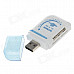 4-in-1 USB 2.0 Micro SD / TF / SD Card Reader - White + Blue (Max. 32GB)