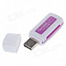 4-in-1 USB 2.0 Micro SD / TF Card Reader - White + Deep Pink (Max. 32GB)