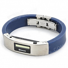 0.7" LCD Bluetooth Cell Phone Caller ID Display and Call Alert Vibrating Bracelet - Blue + Silver