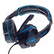 SADES SA-708 Stylish PC / Notebook Primary Gaming Headset w/ Microphone - Black + Blue (3.5mm Plug)