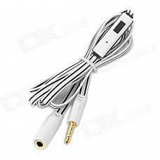 3.5mm Male to Female Audio Extender Cable w/ Microphone - Black + White