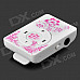 KD-MP3-31-HONGSE Flower Pattern Portable MP3 Player w/ TF - White + Deep Pink